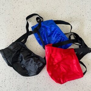 - One unit of 3 Posing Straps-  Black, Royal Blue, Red one size fits a…